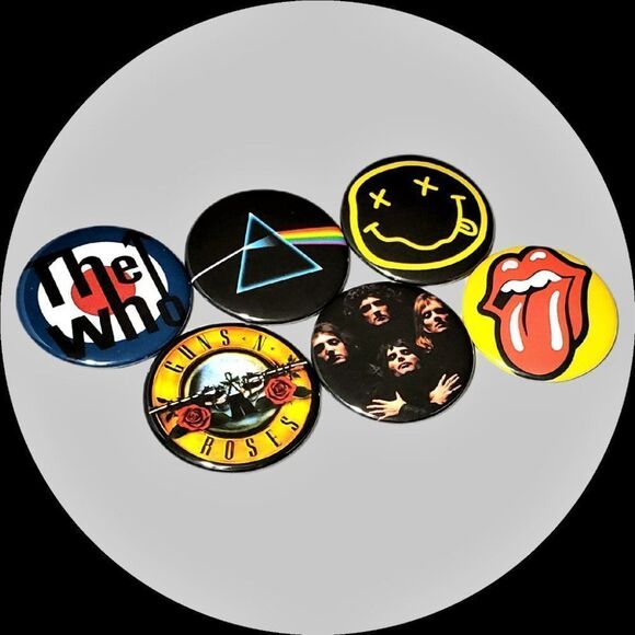 area51gallery Other - ROCK Band Button Pin Set Nirvana The Who Pink Floyd